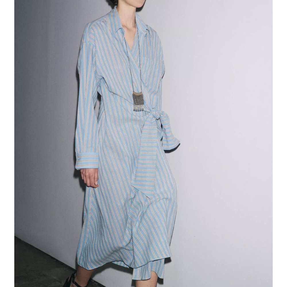 NWT ZARA ZW collection striped shirt dress